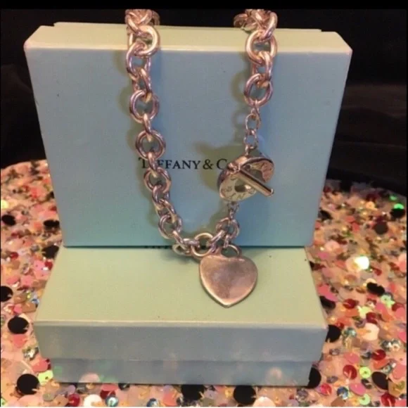 Double Heart Tiffany And Co Toggle Heart Necklace And Bracelet Set